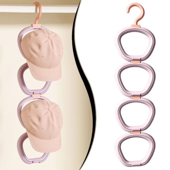 Hat Organizer for Closet, Hangable Baseball Cap Hanger Rack with 4 Clips, Wall Mount Hat Storage Holder for Door Wardrobe Bedroom Dorm Room Hotel Entryway, Space Saving Cap Display Organizer, E