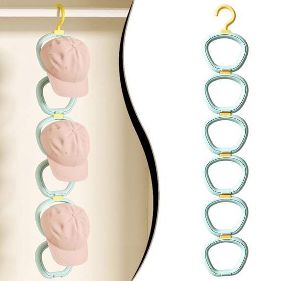 Hat Organizer for Closet, Hangable Baseball Cap Hanger Rack with 6 Clips, Wall Mount Hat Storage Holder for Door Wardrobe Bedroom Dorm Room Hotel Entryway, Space Saving Cap Display Organizer, G