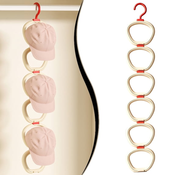 Hat Organizer for Closet, Hangable Baseball Cap Hanger Rack with 6 Clips, Wall Mount Hat Storage Holder for Door Wardrobe Bedroom Dorm Room Hotel Entryway, Space Saving Cap Display Organizer, I
