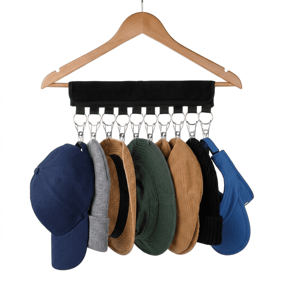 Hat Organizer, 3 Pack Portable Hat Storage, Foldable with 10 Clips for Hanging, Closet Storage, Space Saving