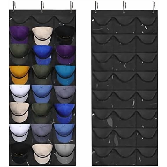 NOBRAND Baseball Cap Organizer 24 Deep Pockets Visible Hat Holder for Wall & Door 1-Pack