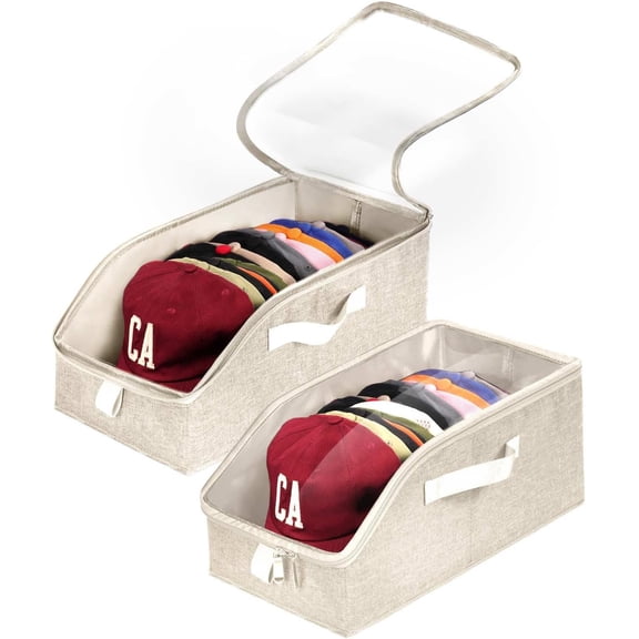 Hat Organizer for Baseball Caps, Hat Storage Holder Container for Closet Hold Up to 12 Caps with Clear Window, Hat Boxes for Storage | 1 count Grey