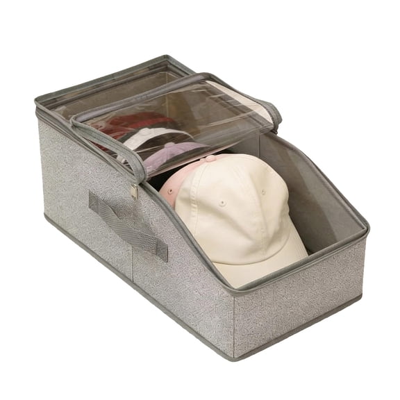 Hat Organizer for Caps Storage with Clear Window Lid,Flip-Top Access,Space-Saving Hat Box for Closet,RV,Clothing Shelf,Sturdy Snapback Boxes