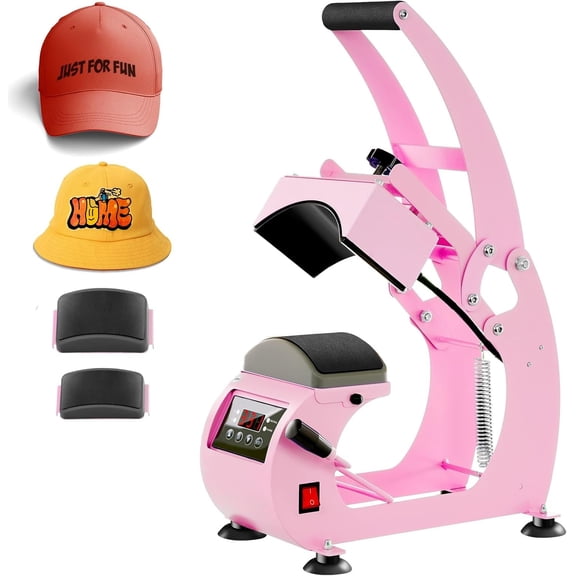 Hat Press, Hat Press Heat Machine for Caps, Hat Heat Press with 2 Platens and HTV Iron for Vinyl, Sublimation, Heat Transfer ()