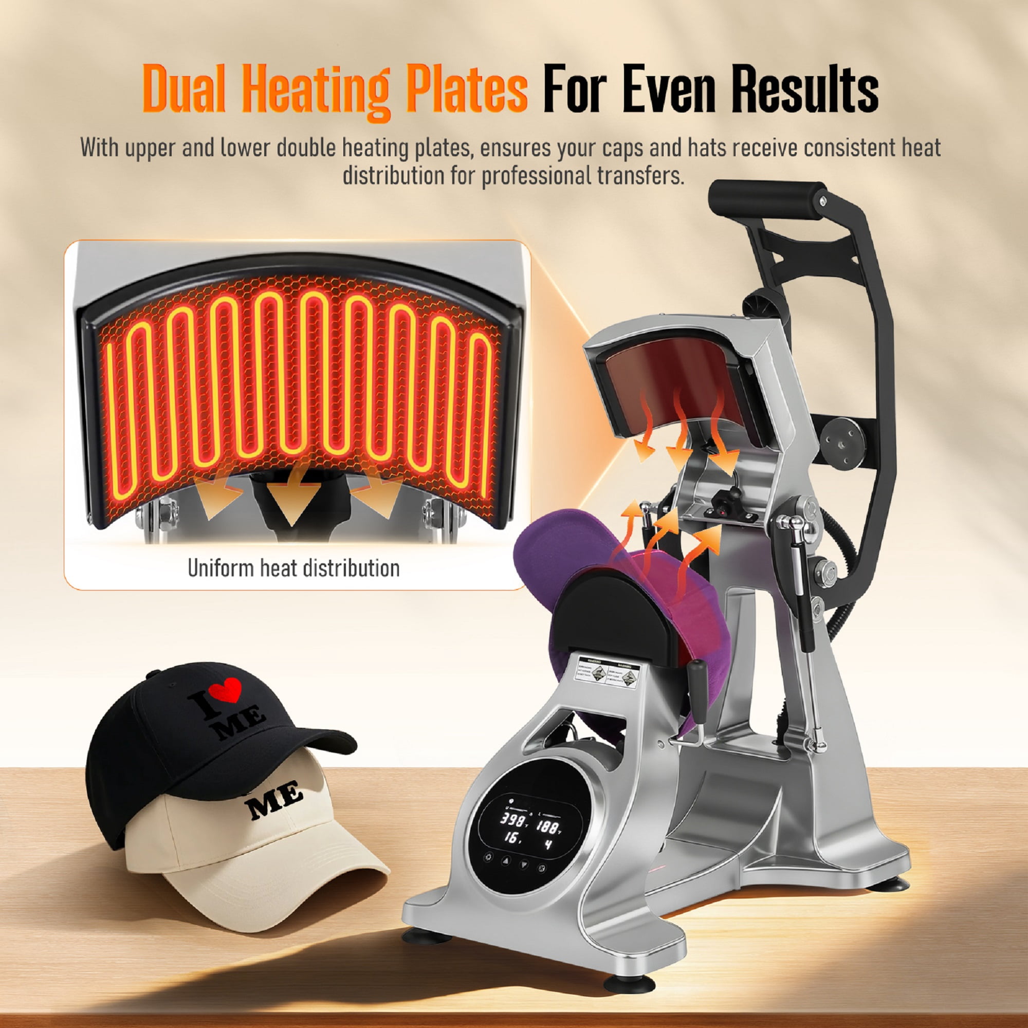 PartyKindom Grey Cap Heat Press Machine for Crafting Use - Efficient Magnetic Auto Operation