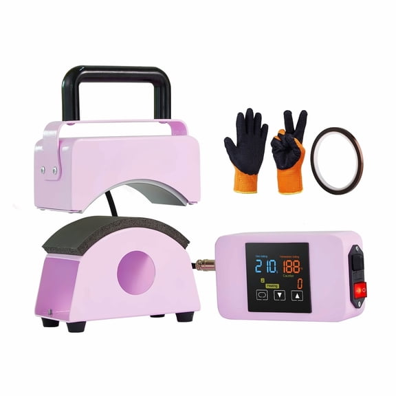 Hat Press Machine, Mini Cap Heat Press with Curved Plate - 5.9x3.15in - Auto Shut-Off, Portable Heat Press for Caps, DIY Crafts, Purple