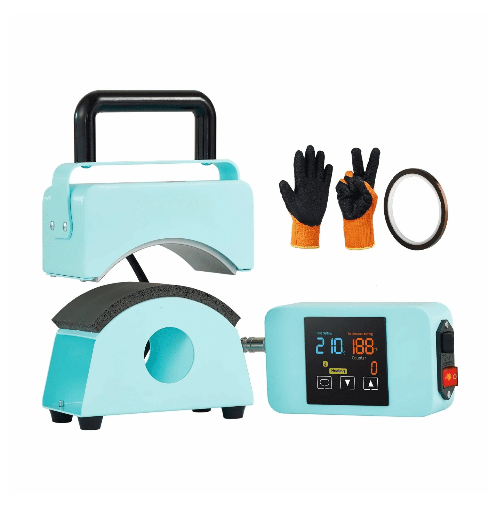 Hat Press Machine Mini for Caps 5.9x3.15 inch - Portable Heat Press for Hat Customization, Curved Ceramic Plate, Adjustable Temperature, Silicone Pad