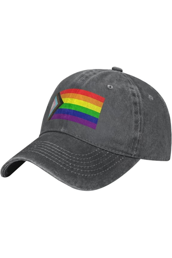 Hat Progress Pride Rainbow LGBT,LGBTQ Transgender Gay Flags Cowboy hat Men Baseball Cap Women Trucker Hat Black