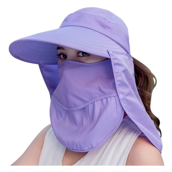 Hat Purple Unisex Outdoor Sport Fishing Hiking Hat Uv Protection Face Neck Flap Sun Cap Hat One Size