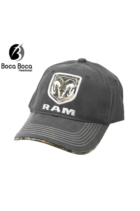 Hat - RAM Trucks Oil Skin RealTree Cap Embroidered Applique Charcoal & Camo