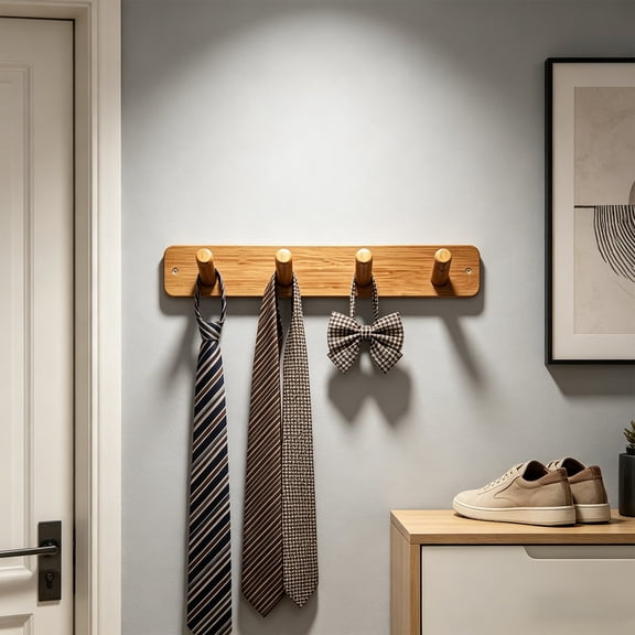 Hat Rack, Coat Rack Wall Mounted, 15.75x2.95x2.36 Inch Brown Wooden Wall-Mounted Clothes Hanger, 4 Hooks Wall Entryway Hanger For Towels Coats