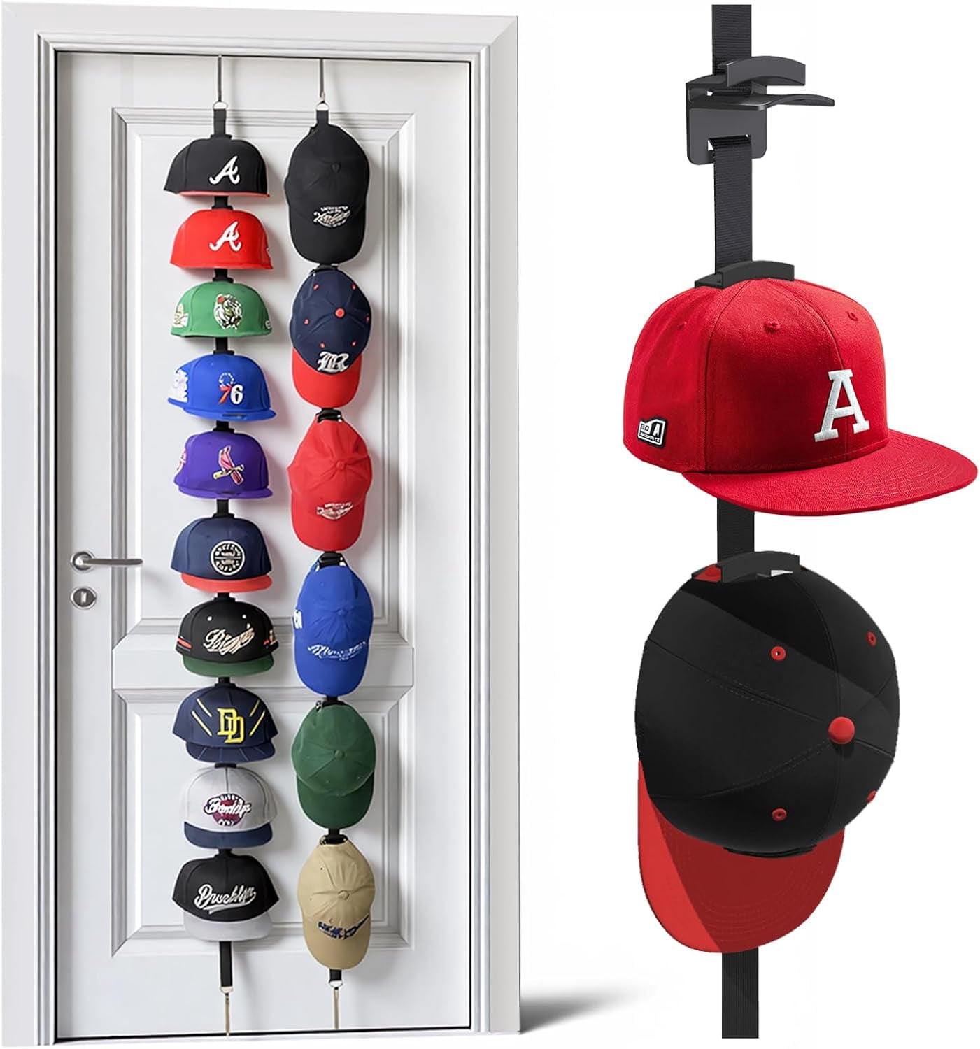 Hat Rack for Door - Two-Way Hanging Caps with Display Hooks and Hanger ...