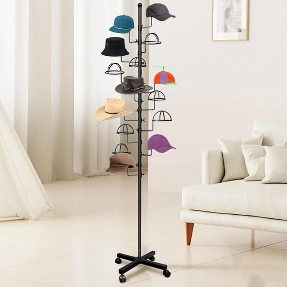 Hat Rack Stand 15 Hooks, Hat Display Stand Metal, Hat Display for Stores, 15 Customisable Circular Hooks