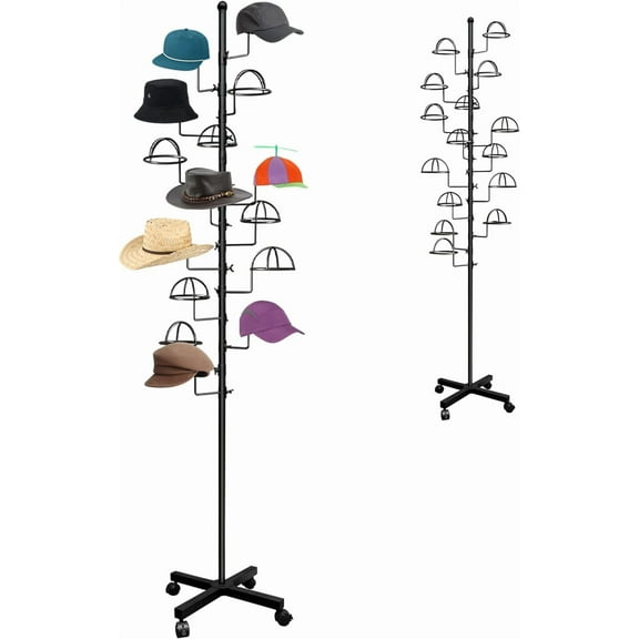 Hat Rack Stand  Hooks, Hat Display Stand Metal, Hat Display for Stores,  Customisable Circular Hooks