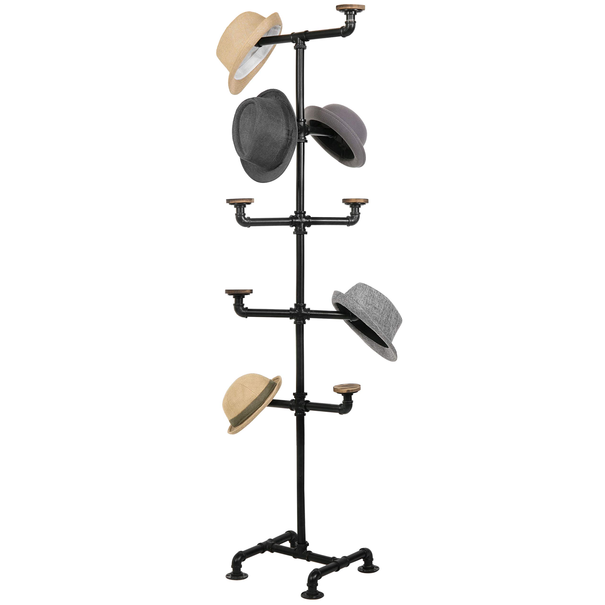 Hat Rack Stand,Standing Hat Rack,Hat Tree,Industrial Black Metal Pipe ...