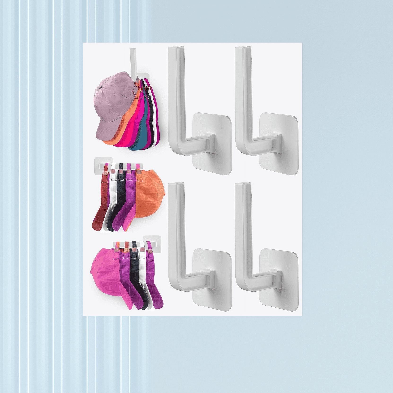 Sunfanie 4-Pack Hat Hooks - Adhesive Wall Mount Hat Rack Organizer For Baseball Caps (Gray) - View #12