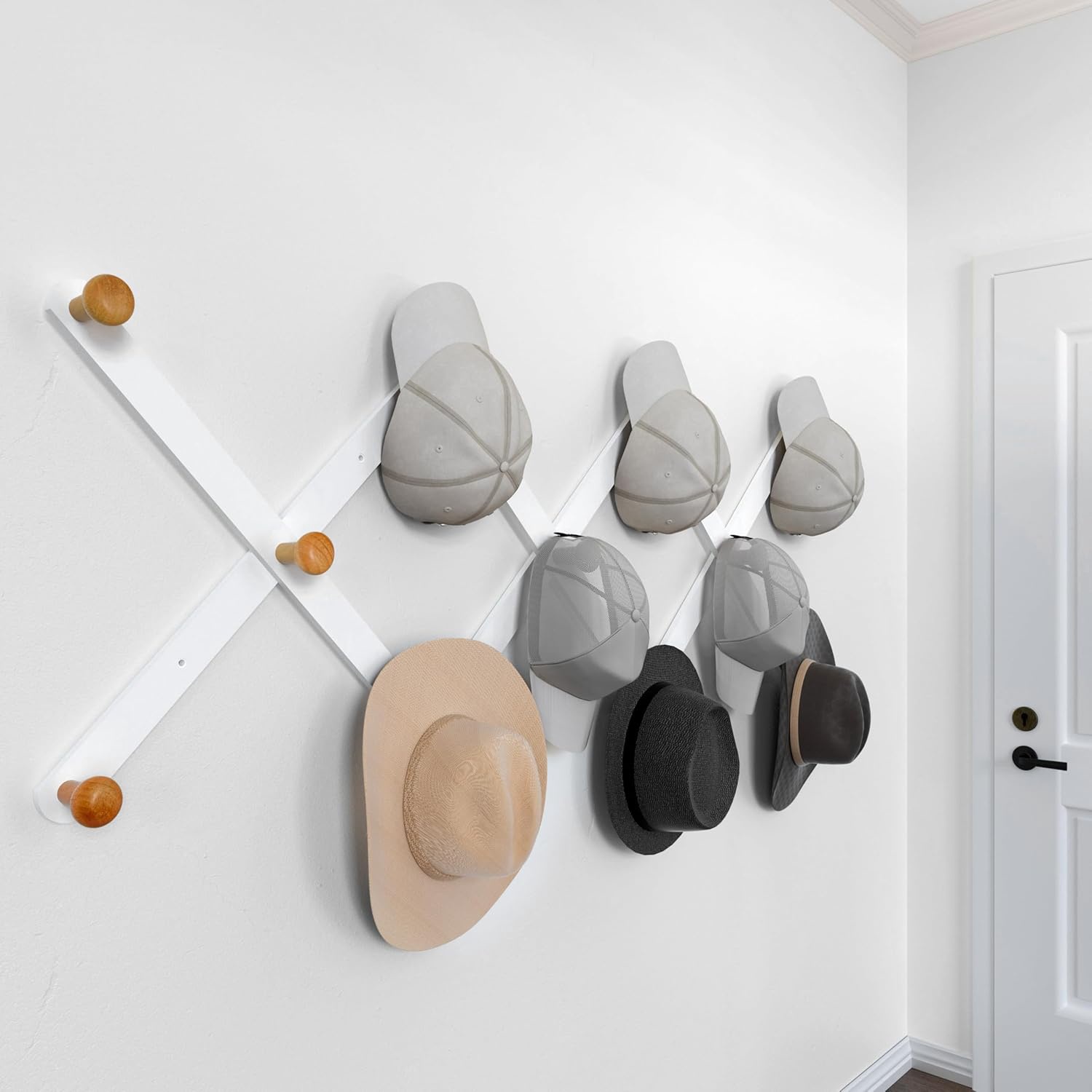Large Hat Rack Hat Rack for Wall with 11 Hooks, 24 inch Solid Wooden, Modern, Huge ...