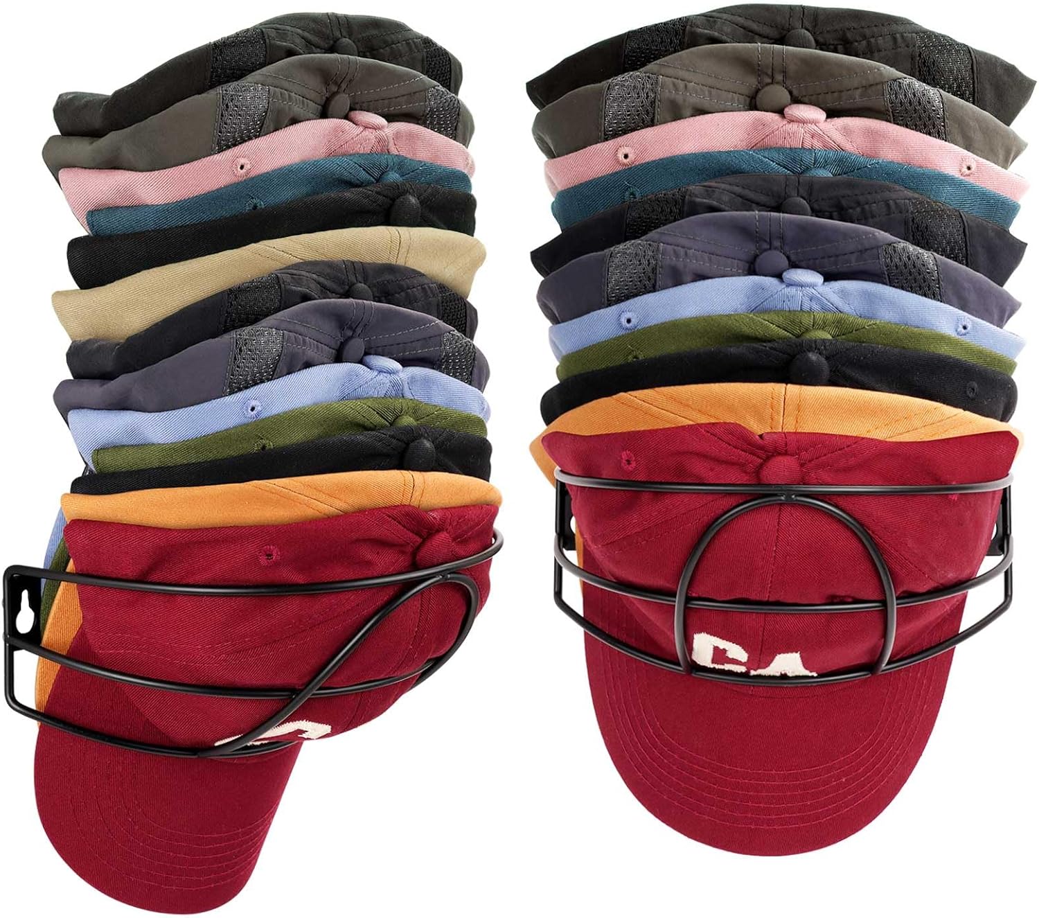 Hat Rack Wall Mount, [2-Pack] Metal Hat Organizer for Baseball Caps ...