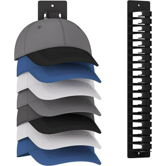 Hat Rack,Wall-Mounted Hat Organizer for Closet Bedroom RV Living Room - Holds 19 Caps with 3 Usage & 2 Installation Options,1-Pack