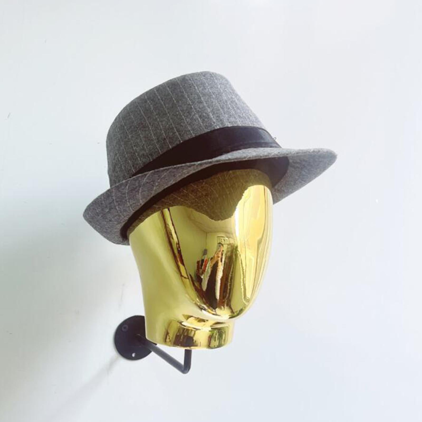 Hat Rack Wall Mounted Model Mannequin Head Metal Decorative Hanger Display Stand Gold
