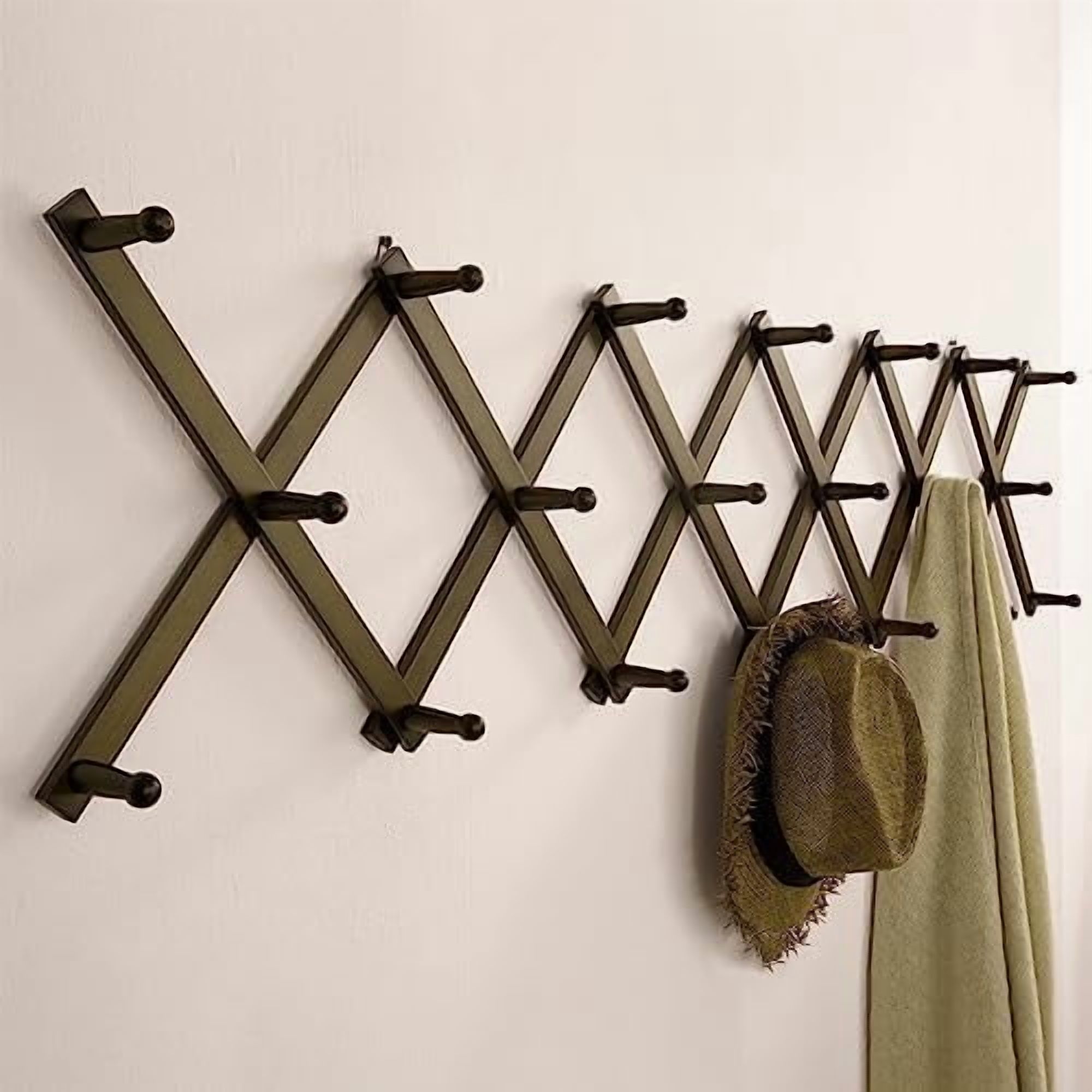 Hat Rack for Wall with 20 Hooks, Solid Wooden, Modern, Expandable Coat ...