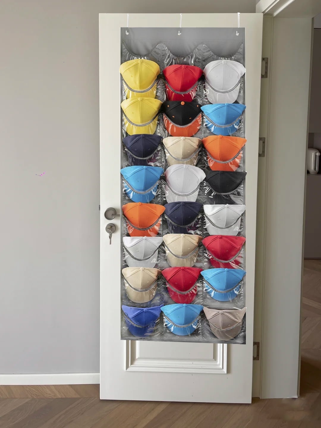 Hat Racks For Baseball Caps, 27 Deep Pockets Hat Organizer for Door ...