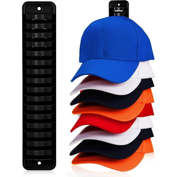 Hat Racks for Baseball Caps, Hat Organizer for 16 Baseball Cap, Hat Holder Storage Organizer, Hat Hanger Strong Adhesive/Wall Drilled for Door,Bedroom,Closet(Black)