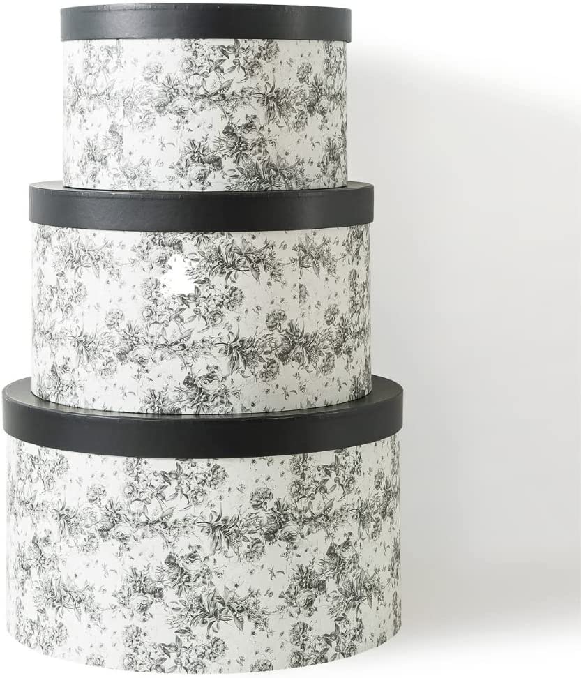 Hat Round Boxes With Lids Set Of 3 Nesting Cardboard Hat Storage