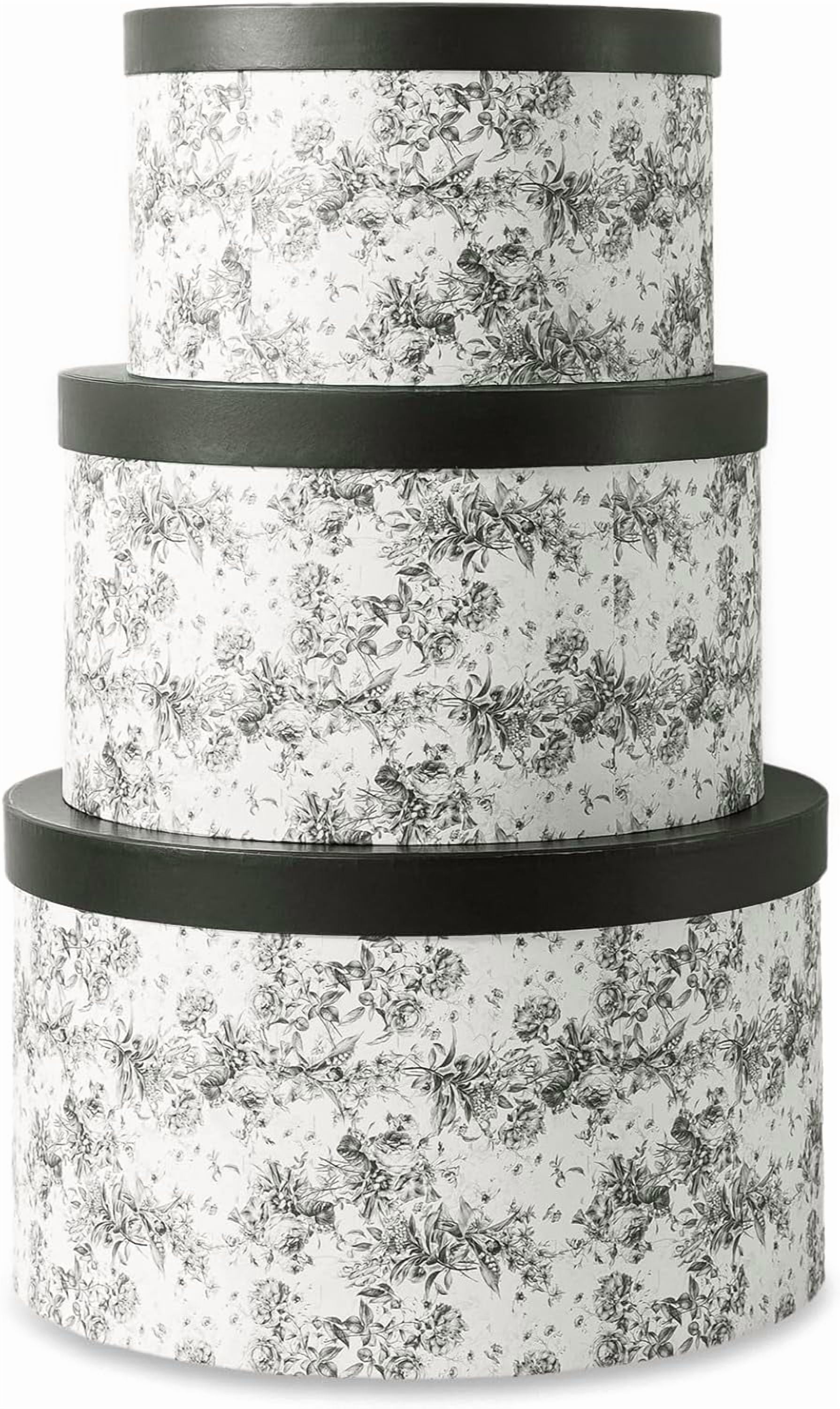 Hat Round Boxes with Lids Set of Nesting Cardboard Hat Storage Large ...