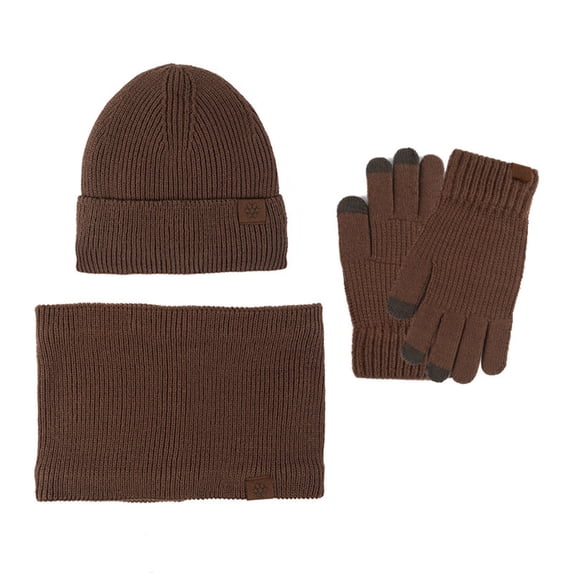 beishanbush Clearance Sales Scarf ,Hat,& Gloves Hat Scarf and Glove Set Women Winter Hats 3 Piece Neck Warmer and Gloves Coffee