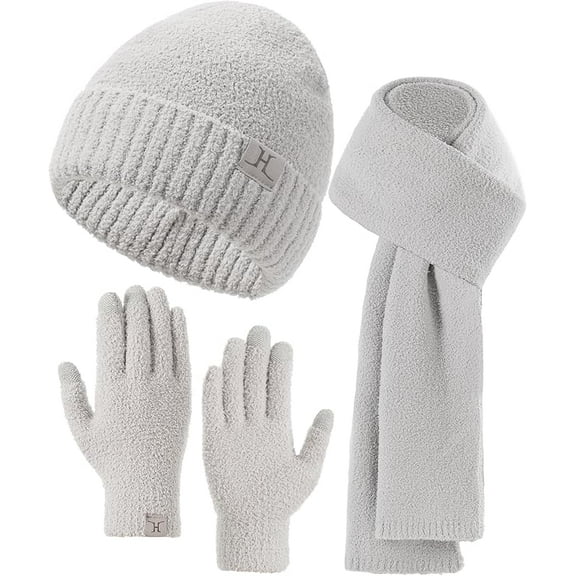 Hat Scarf And Gloves Set For Women,Womens Winter Beanie Hats Long Scarf Scarves Knit Touchscreen Gloves For Cold Weather