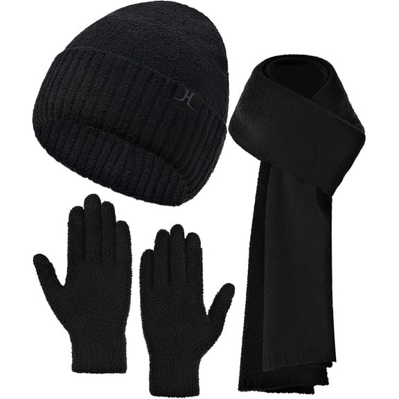 Hat Scarf And Gloves Set For Women,Womens Winter Beanie Hats Long Scarf Scarves Knit Touchscreen Gloves For Cold Weather