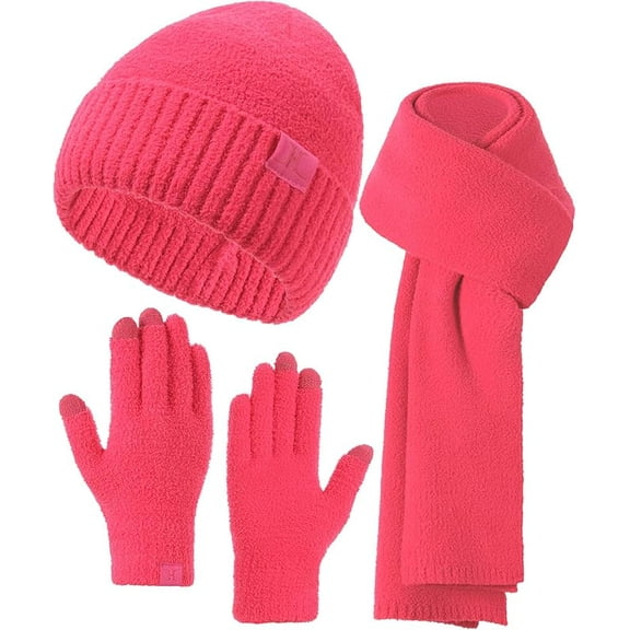 Hat Scarf And Gloves Set For Women,Womens Winter Beanie Hats Long Scarf Scarves Knit Touchscreen Gloves For Cold Weather
