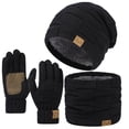 thumbnail image 1 of Hat Scarf Glove Set For Women Soft Mens Beanie Touchscreen Womens Beanies Winter Gloves Fleece Men's Scarves Black, 1 of 9