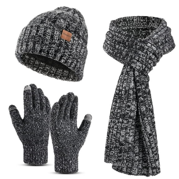 Hat Scarf Glove Set Women: 3 in 1 Beanie Long Scarf and Touch Screen Gloves for Women Men Soft Warm for Winter Gift