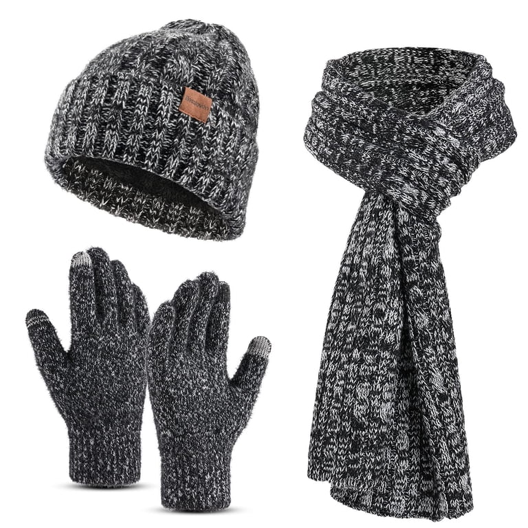 Womens Winter Knit Beanie Hat Scarf Gloves Set Warm Touchscreen 3-in-1 Stylish Hat Scarf Gloves Set Women Winter Touchscreen Gloves  main image 4