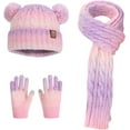 thumbnail image 1 of Hat Scarf Glove Set for Kids Boys Girls Winter Beanies with Pompom Knitted Scarf Thermal Gloves Outdoor Warm Accessories, 1 of 11