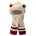 thumbnail image 1 of Hat Scarf Gloves Set for Women in Winter, Bear Ear Plush Fleece Hat Warm Scarf Gloves, 3-in-1 Warm Accessory for Skiing, 1 of 9