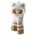 thumbnail image 1 of Hat Scarf Gloves Set for Women in Winter, Bear Ear Plush Fleece Hat Warm Scarf Gloves, 3-in-1 Warm Accessory for Skiing, 1 of 7