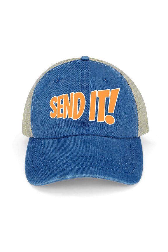 Hat Send It Dark Blue Hat Adjustable Funny Fashion Unisex Baseball Cap for Men Women