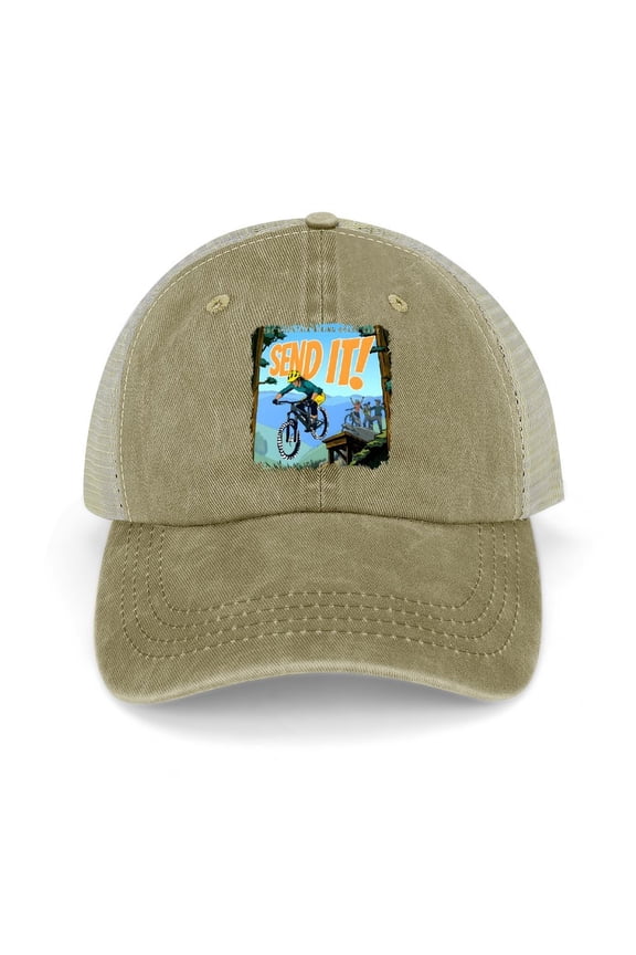 Hat Send It Khaki Hat Adjustable Funny Fashion Unisex Baseball Cap for Men Women