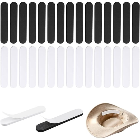 Hat Size Reducer 30 Pcs Insert Tape Adjuster Self Adhesive for Hat Cap, Black White