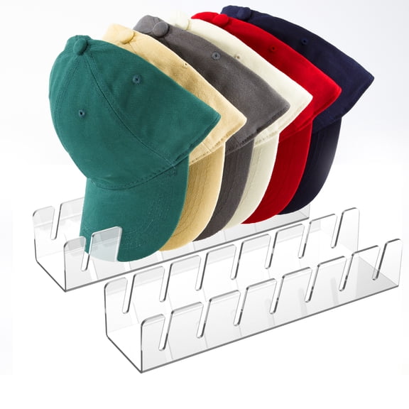 Hat Stand for Baseball Caps, 2 Pack No Install Acrylic Hat Organizer for 14 Baseball Caps Storage Organizer, Hat Racks Hat Holder Display and Organization for Closet, Bedroom, Dresser