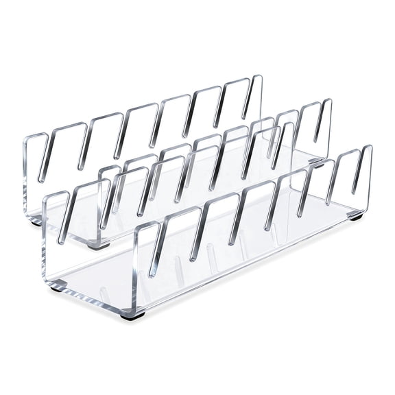 Acrylic Hat Stand for Baseball Caps 2 Pack, No Install Hat Organizer Holds 14 Caps, Hat Rack Display Storage for Closet, Bedroom, Dresser - Clear