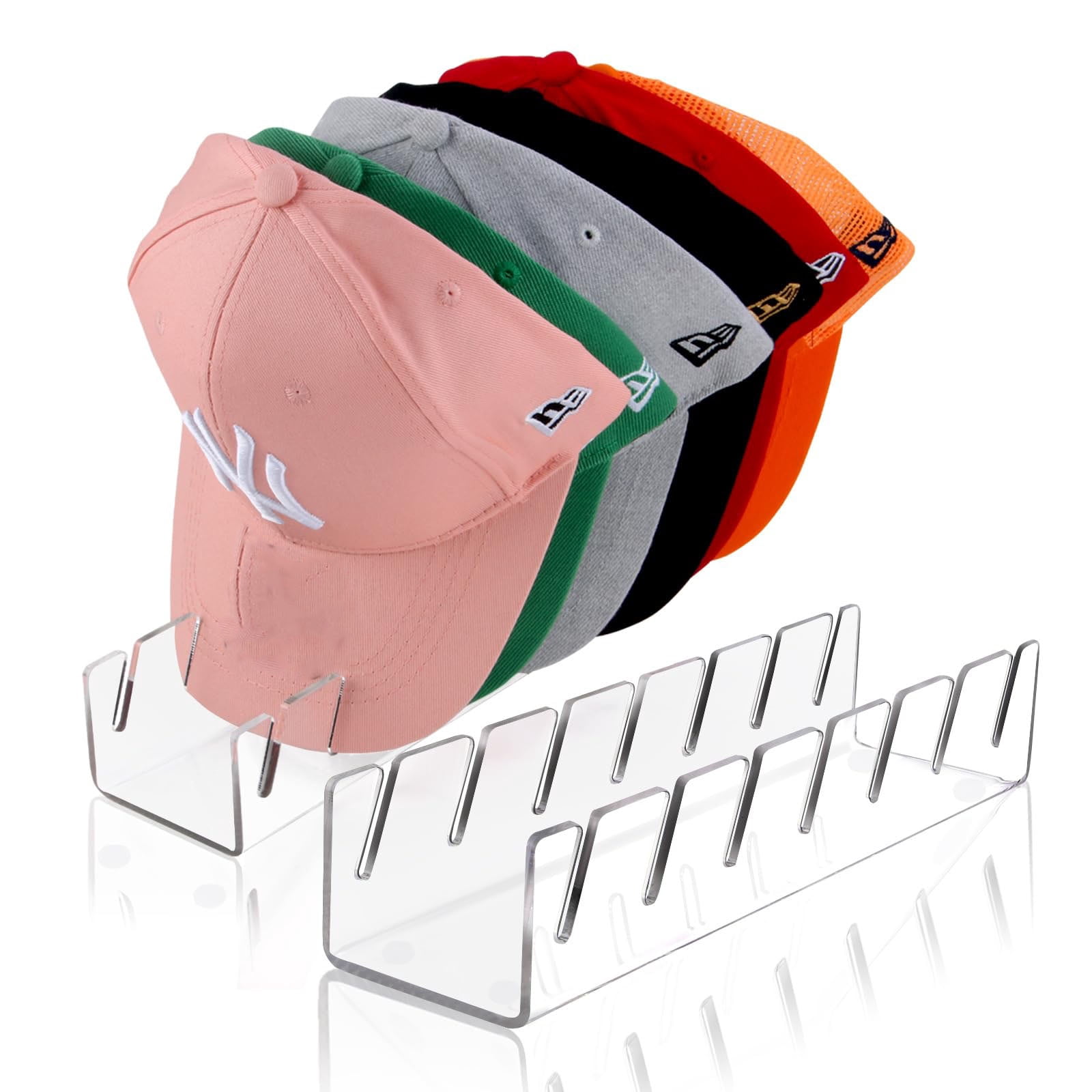 Hat Stand for Baseball Caps, 2 Pack No Install Acrylic Hat Organizer ...