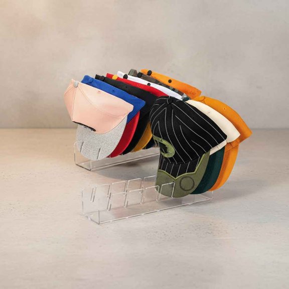 Hat Stand for Baseball Caps, No-Install Acrylic Hat Organizer and Display, Hat Storage Holds Caps, Space Saver Hat Rack Holder (Pack, Clear)
