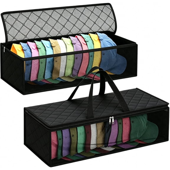 Hat Storage Bag for Baseball, Caps Hat Organizer Case Hat Holder Rack with 2 Carry Handles for Closet Moisture & Dust Proof Holds Up to 30 Hats (Gray-1pc)