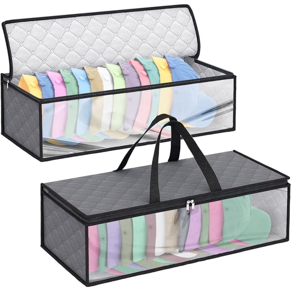 Hat Storage Bag for Baseball, Caps Hat Organizer Case Hat Holder Rack with 2 Carry Handles for Closet Moisture & Dust Proof Holds Up to 30 Hats (black-1pc)