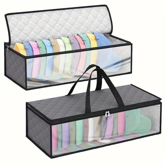 Hat Storage Bags Set of 2 Gray - Baseball Cap Organizer with Clear Windows