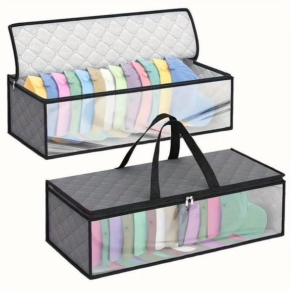 Hat Storage Bags Set of 2 Gray - Baseball Cap Organizer with Clear Windows
